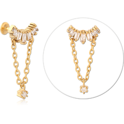 GOLD PVD COATED SURGICAL STEEL GRADE 316L INTERNALLY THREADED JEWELED MICRO LABRET SPECIAL NEW DESIGN