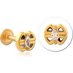 GOLD PVD COATED SURGICAL STEEL GRADE 316L INTERNALLY THREADED JEWELED MICRO LABRET SPECIAL NEW DESIGN