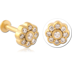 GOLD PVD COATED SURGICAL STEEL GRADE 316L INTERNALLY THREADED JEWELED MICRO LABRET