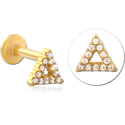 GOLD PVD COATED SURGICAL STEEL GRADE 316L INTERNALLY THREADED JEWELED MICRO LABRET SPECIAL NEW DESIGN