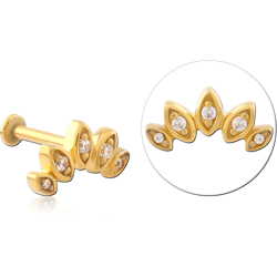 GOLD PVD COATED SURGICAL STEEL GRADE 316L INTERNALLY THREADED JEWELED MICRO LABRET