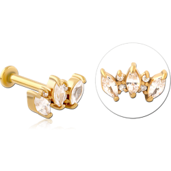 GOLD PVD COATED SURGICAL STEEL GRADE 316L INTERNALLY THREADED JEWELED MICRO LABRET