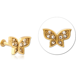 GOLD PVD COATED SURGICAL STEEL GRADE 316L INTERNALLY THREADED JEWELED MICRO LABRET