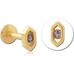 GOLD PVD COATED SURGICAL STEEL GRADE 316L INTERNALLY THREADED JEWELED MICRO LABRET