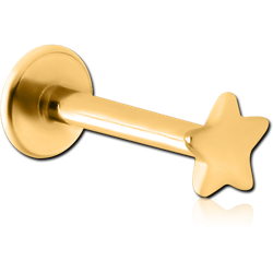 GOLD PVD COATED SURGICAL STEEL GRADE 316L INTERNALLY THREADED MICRO LABRET WITH STAR