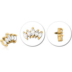 GOLD PVD COATED SURGICAL STEEL GRADE 316L JEWELED MICRO ATTACHMENT FOR 1.2MM INTERNALLY THREADED PINS