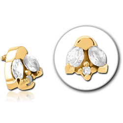 GOLD PVD COATED SURGICAL STEEL GRADE 316L JEWELED MICRO ATTACHMENT FOR 1.2MM INTERNALLY THREADED PINS