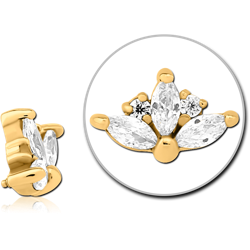 GOLD PVD COATED SURGICAL STEEL GRADE 316L JEWELED MICRO ATTACHMENT FOR 1.2MM INTERNALLY THREADED PINS