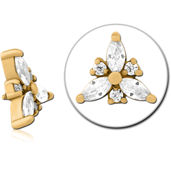 GOLD PVD COATED SURGICAL STEEL GRADE 316L JEWELED MICRO ATTACHMENT FOR 1.2MM INTERNALLY THREADED PINS