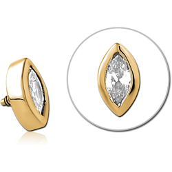 GOLD PVD COATED SURGICAL STEEL GRADE 316L JEWELED MICRO ATTACHMENT FOR 1.2MM INTERNALLY THREADED PINS