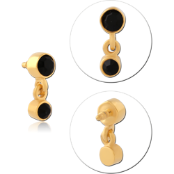 GOLD PVD COATED SURGICAL STEEL GRADE 316L JEWELED MICRO ATTACHMENT FOR 1.2MM INTERNALLY THREADED PINS