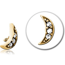 GOLD PVD COATED SURGICAL STEEL GRADE 316L JEWELED MICRO ATTACHMENT FOR 1.2MM INTERNALLY THREADED PINS