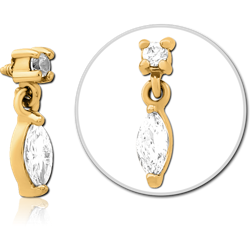 GOLD PVD COATED SURGICAL STEEL GRADE 316L JEWELED MICRO ATTACHMENT FOR 1.2MM INTERNALLY THREADED PINS