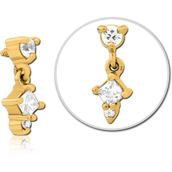 GOLD PVD COATED SURGICAL STEEL GRADE 316L JEWELED MICRO ATTACHMENT FOR 1.2MM INTERNALLY THREADED PINS