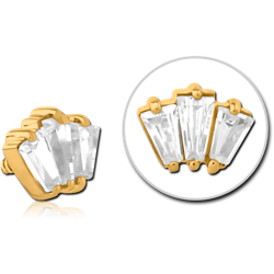 GOLD PVD COATED SURGICAL STEEL GRADE 316L JEWELED MICRO ATTACHMENT FOR 1.2MM INTERNALLY THREADED PINS