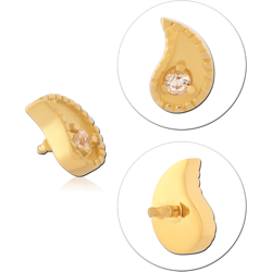 GOLD PVD COATED SURGICAL STEEL GRADE 316L JEWELED MICRO ATTACHMENT FOR 1.2MM INTERNALLY THREADED PINS