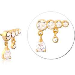 GOLD PVD COATED SURGICAL STEEL GRADE 316L JEWELED MICRO ATTACHMENT FOR 1.2MM INTERNALLY THREADED PINS