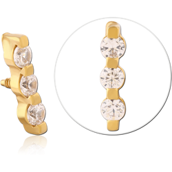 GOLD PVD COATED SURGICAL STEEL GRADE 316L JEWELED MICRO ATTACHMENT FOR 1.2MM INTERNALLY THREADED PINS