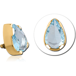 GOLD PVD COTED SURGICAL STEEL GRADE 316L JEWELED MICRO ATTACHMENT FOR 1.2MM INTERNALLY THREADED PINS