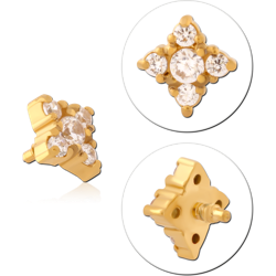 GOLD PVD COATED SURGICAL STEEL GRADE 316L JEWELED MICRO ATTACHMENT FOR 1.2MM INTERNALLY THREADED PINS