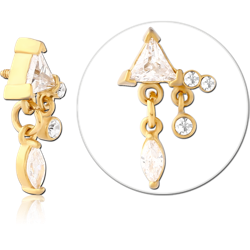 GOLD PVD COATED SURGICAL STEEL GRADE 316L JEWELED MICRO ATTACHMENT FOR 1.2MM INTERNALLY THREADED PINS