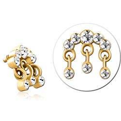 GOLD PVD COATED SURGICAL STEEL GRADE 316L JEWELED MICRO ATTACHMENT FOR 1.2MM INTERNALLY THREADED PINS