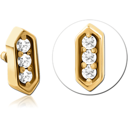 GOLD PVD COATED SURGICAL STEEL GRADE 316L JEWELED MICRO ATTACHMENT FOR 1.2MM INTERNALLY THREADED PINS