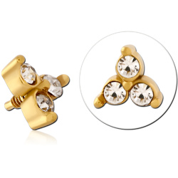 GOLD PVD COATED SURGICAL STEEL GRADE 316L JEWELED MICRO ATTACHMENT FOR 1.2MM INTERNALLY THREADED PINS