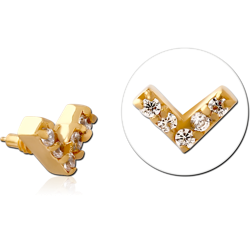 GOLD PVD COATED SURGICAL STEEL GRADE 316L JEWELED MICRO ATTACHMENT FOR 1.2MM INTERNALLY THREADED PINS