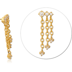 GOLD PVD COATED SURGICAL STEEL GRADE 316L JEWELED MICRO ATTACHMENT FOR 1.2MM INTERNALLY THREADED PINS