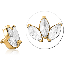 GOLD PVD COATED SURGICAL STEEL GRADE 316L JEWELED MICRO ATTACHMENT FOR 1.2MM INTERNALLY THREADED PINS