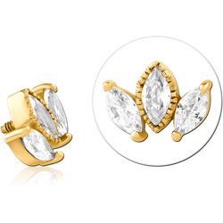 GOLD PVD COATED SURGICAL STEEL GRADE 316L JEWELED MICRO ATTACHMENT FOR 1.2MM INTERNALLY THREADED PINS