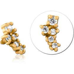 GOLD PVD COATED SURGICAL STEEL GRADE 316L JEWELED MICRO ATTACHMENT FOR 1.2MM INTERNALLY THREADED PINS