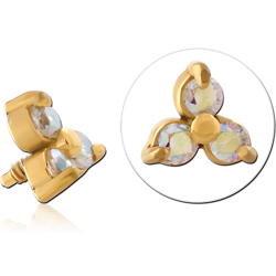 GOLD PVD COATED SURGICAL STEEL GRADE 316L JEWELED MICRO ATTACHMENT FOR 1.2MM INTERNALLY THREADED PINS