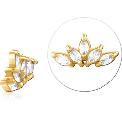 GOLD PVD COATED SURGICAL STEEL GRADE 316L JEWELED MICRO ATTACHMENT FOR 1.2MM INTERNALLY THREADED PINS