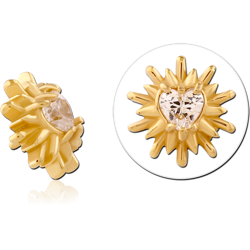 GOLD PVD COATED SURGICAL STEEL GRADE 316L JEWELED MICRO ATTACHMENT FOR 1.2MM INTERNALLY THREADED PINS