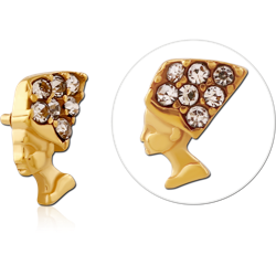 GOLD PVD COATED SURGICAL STEEL GRADE 316L JEWELED MICRO ATTACHMENT FOR 1.2MM INTERNALLY THREADED PINS