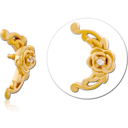 GOLD PVD COATED SURGICAL STEEL GRADE 316L JEWELED MICRO ATTACHMENT FOR 1.2MM INTERNALLY THREADED PINS