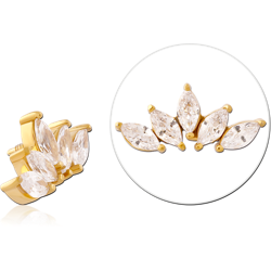 GOLD PVD COATED SURGICAL STEEL GRADE 316L JEWELED MICRO ATTACHMENT FOR 1.2MM INTERNALLY THREADED PINS