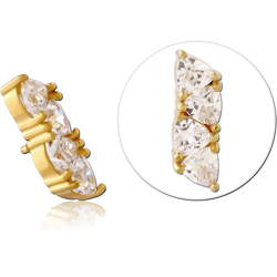 GOLD PVD COATED SURGICAL STEEL GRADE 316L JEWELED MICRO ATTACHMENT FOR 1.2MM INTERNALLY THREADED PINS