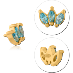 GOLD PVD COATED SURGICAL STEEL GRADE 316L JEWELED MICRO ATTACHMENT FOR 1.2MM INTERNALLY THREADED PINS