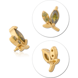 GOLD PVD COATED SURGICAL STEEL GRADE 316L JEWELED MICRO ATTACHMENT FOR 1.2MM INTERNALLY THREADED PINS