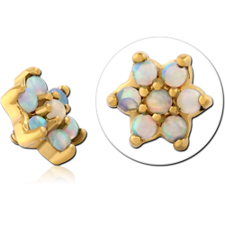 GOLD PVD COATED SURGICAL STEEL GRADE 316L SYNTHETIC OPAL ATTACHMENT FOR 1.2MM INTERNALLY THREADED PINS - FLOWER
