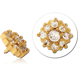 GOLD PVD COATED SURGICAL STEEL GRADE 316L JEWELED MICRO ATTACHMENT FOR 1.2MM INTERNALLY THREADED PINS - SUN