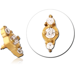GOLD PVD COATED SURGICAL STEEL GRADE 316L JEWELED MICRO ATTACHMENT FOR 1.2MM INTERNALLY THREADED PINS - TRIPLE