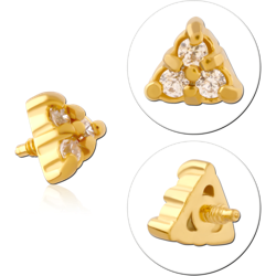 GOLD PVD COATED SURGICAL STEEL GRADE 316L JEWELED MICRO ATTACHMENT FOR 1.2MM INTERNALLY THREADED PINS - TRIANGLE