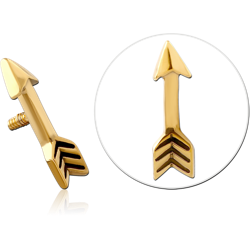 GOLD PVD COATED SURGICAL STEEL GRADE 316L MICRO ATTACHMENT FOR 1.2MM INTERNALLY THREADED PINS - ARROW
