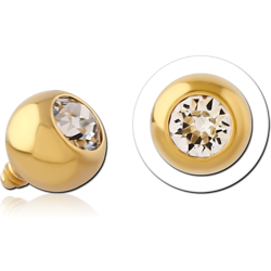 GOLD PVD COATED TITANIUM ALLOY PREMIUM CRYSTAL JEWELED DISC FOR 1.6MM INTERNALLY THREADED PINS