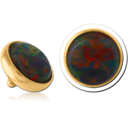 GOLD PVD COATED TITANIUM ALLOY SYNTHETIC OPAL JEWELED DISC FOR 1.6MM INTERNALLY THREADED PINS