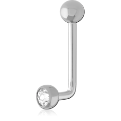 SURGICAL STEEL GRADE 316L INTERNALLY THREADED SURFACE BARBELL WITH BALL AND JEWELED